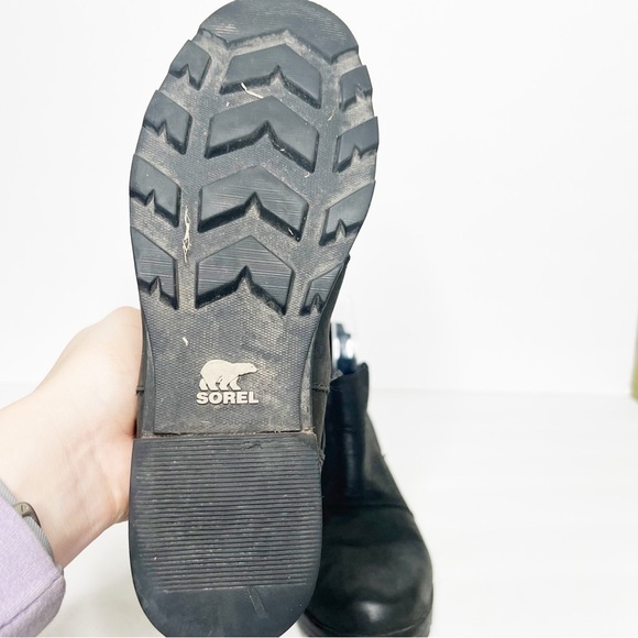 Sorel Emelie Chelsea Waterproof Black Leather Ankle Booties Size 6 Women’s - Picture 5 of 6